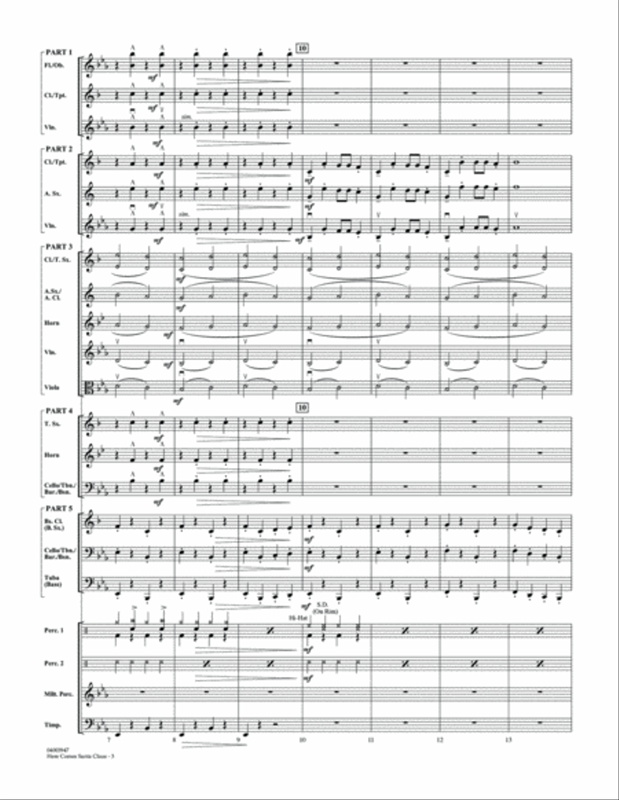 Here Comes Santa Claus (Right Down Santa Claus Lane) - Conductor Score (Full Score) Concert Band scores gallery preview page 3