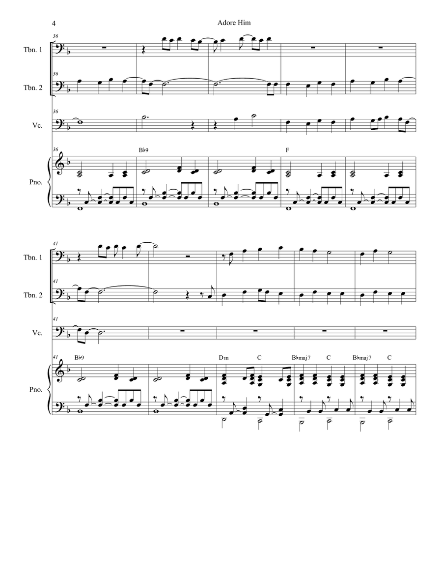 Adore Him Trombone Duet scores gallery preview page 4