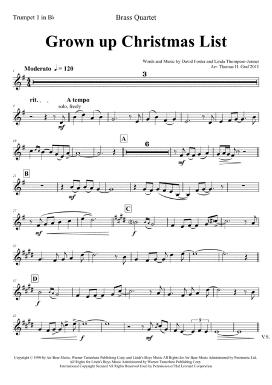 Grown-Up Christmas List Brass Quartet scores gallery preview page 5