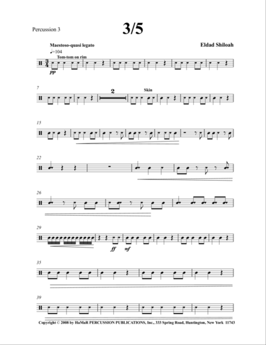 3/5 Percussion Quintet Percussion scores gallery preview page 1