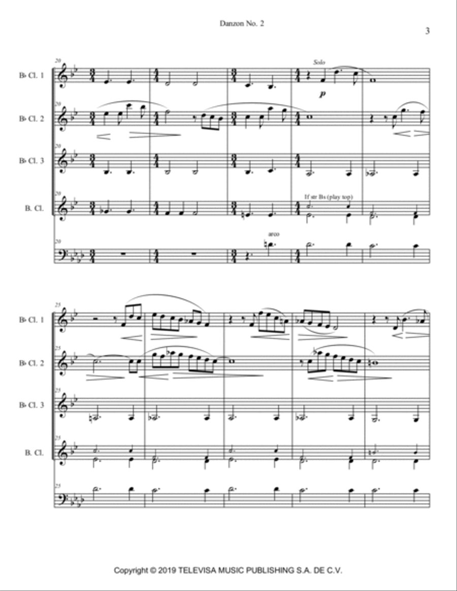 Danzon 2 Clarinet Quartet scores gallery preview page 3
