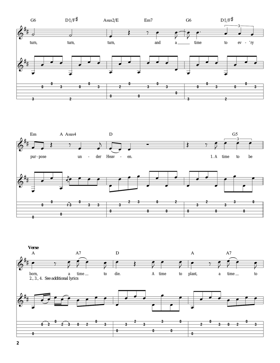 Turn! Turn! Turn! (To Everything There Is A Season) Acoustic Guitar scores gallery preview page 2