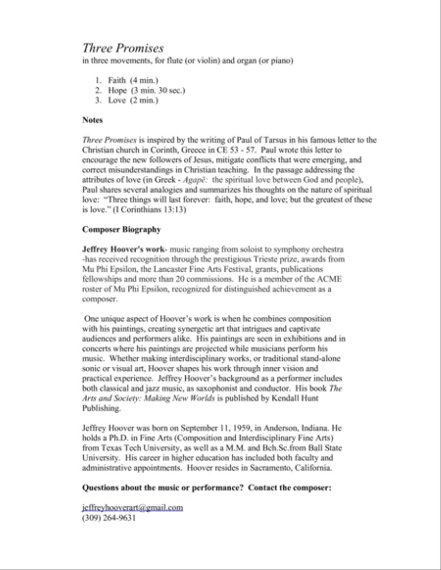 Three Promises - solo and keyboard Small Ensemble scores gallery preview page 3