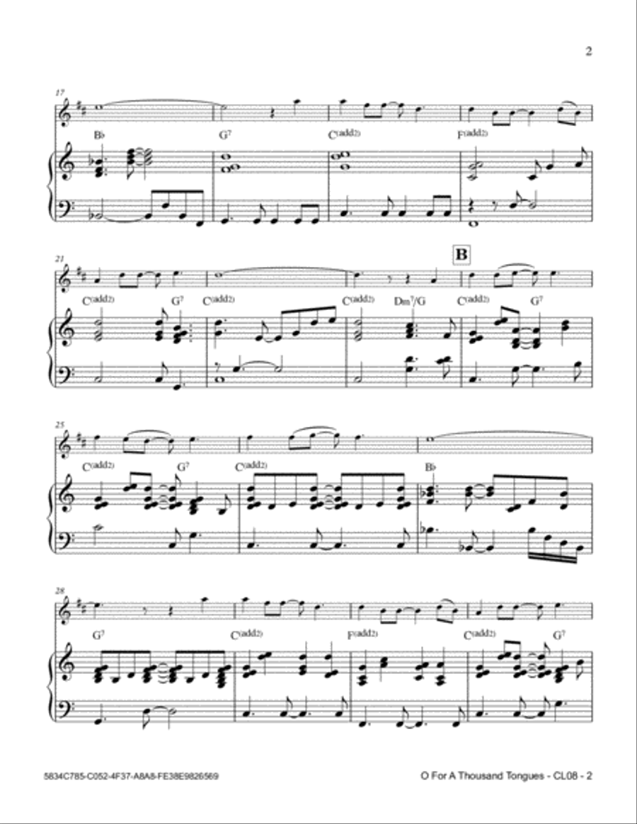 O For A Thousand Tongues To Sing Clarinet Solo scores gallery preview page 3