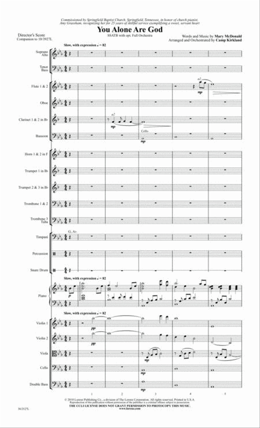 You Alone Are God - Orchestral Score and Parts Choir scores gallery preview page 2
