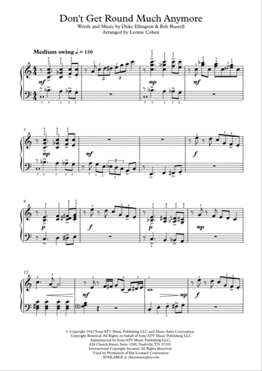 Don't Get Around Much Anymore Piano Solo scores gallery preview page 3