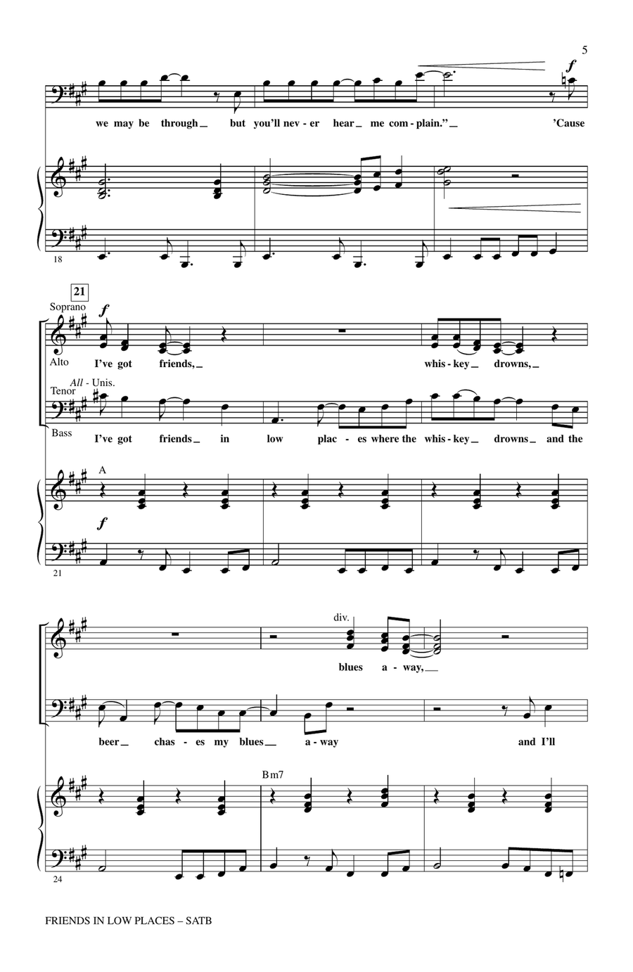Friends In Low Places 4-Part scores gallery preview page 3