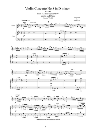 Book cover for Vivaldi - Violin Concerto in D minor RV 249 Op.4 No.8 for Violin and Piano