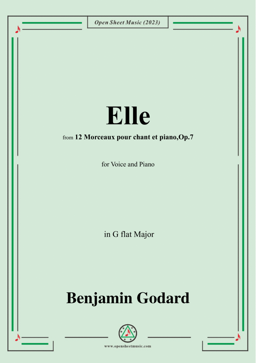 B. Godard-Elle,Op.7 No.10,from '12 Morceaux pour chant et piano,Op.7',in G flat Major Voice scores gallery preview page 1