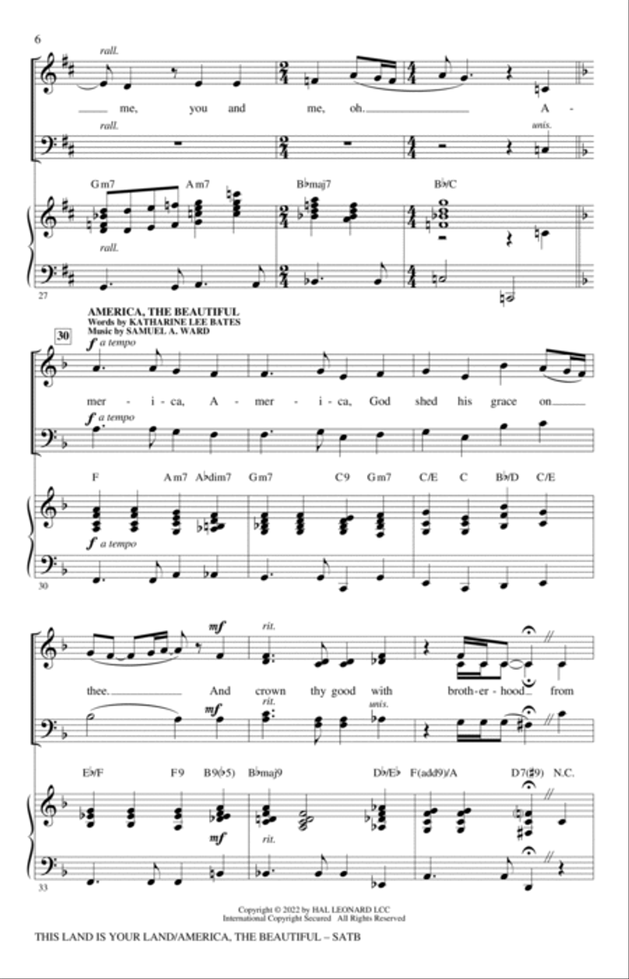 This Land Is Your Land/America, The Beautiful 4-Part scores gallery preview page 4