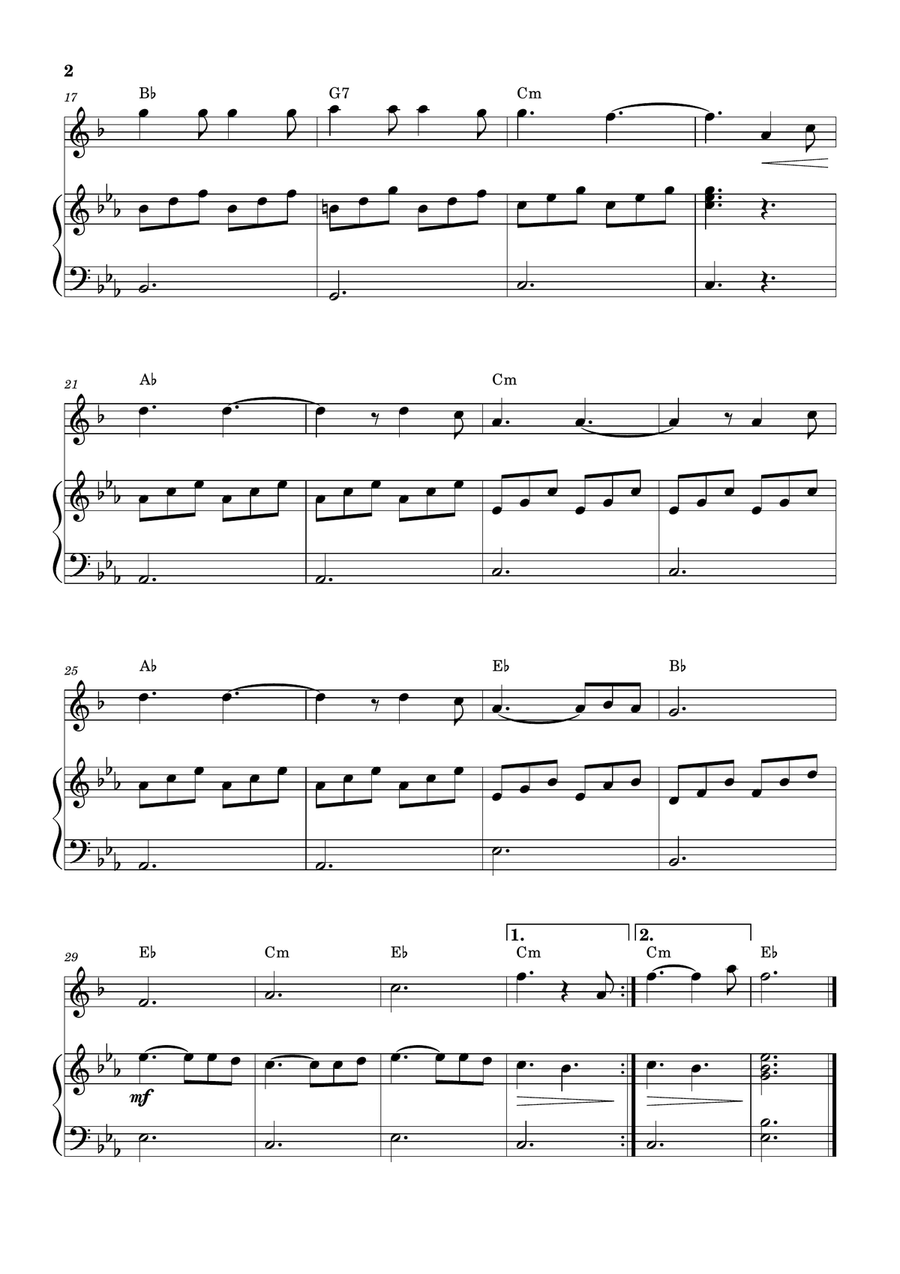 Hallelujah B-Flat Trumpet scores gallery preview page 2