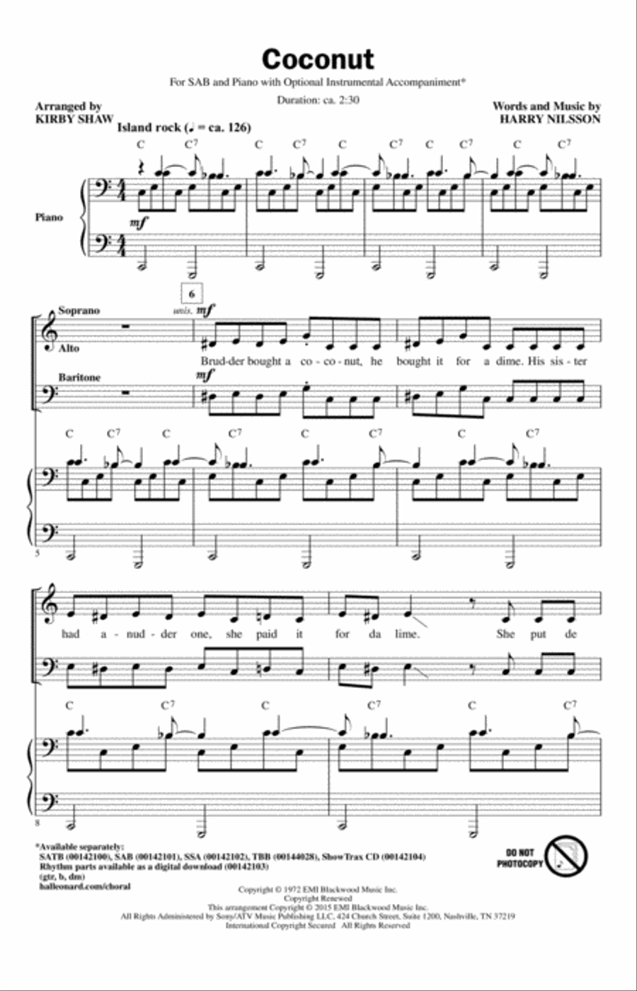 Coconut 3-Part scores gallery preview page 1
