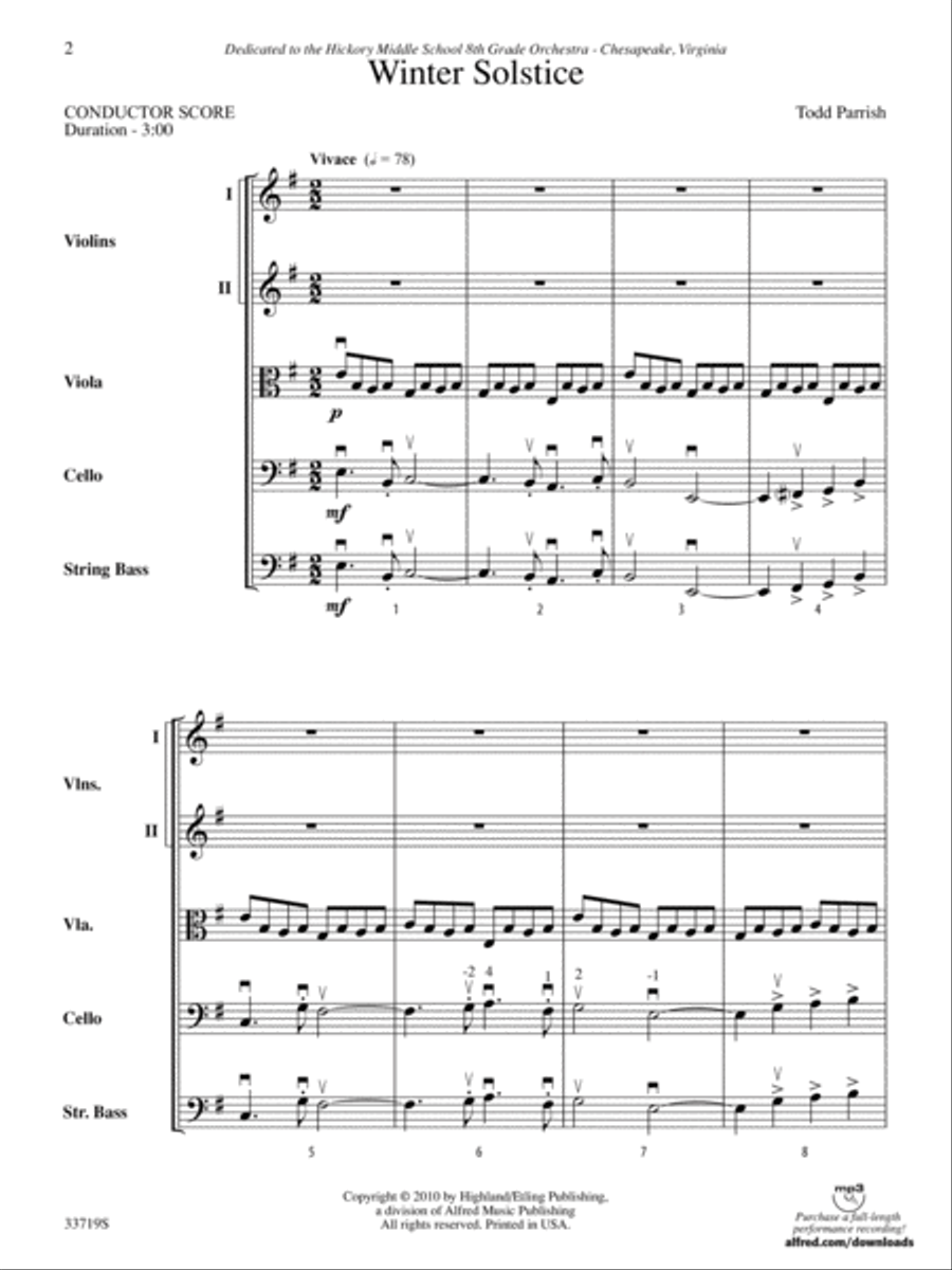 Winter Solstice: Score Winter Solstice: Score String Orchestra scores gallery preview page 2