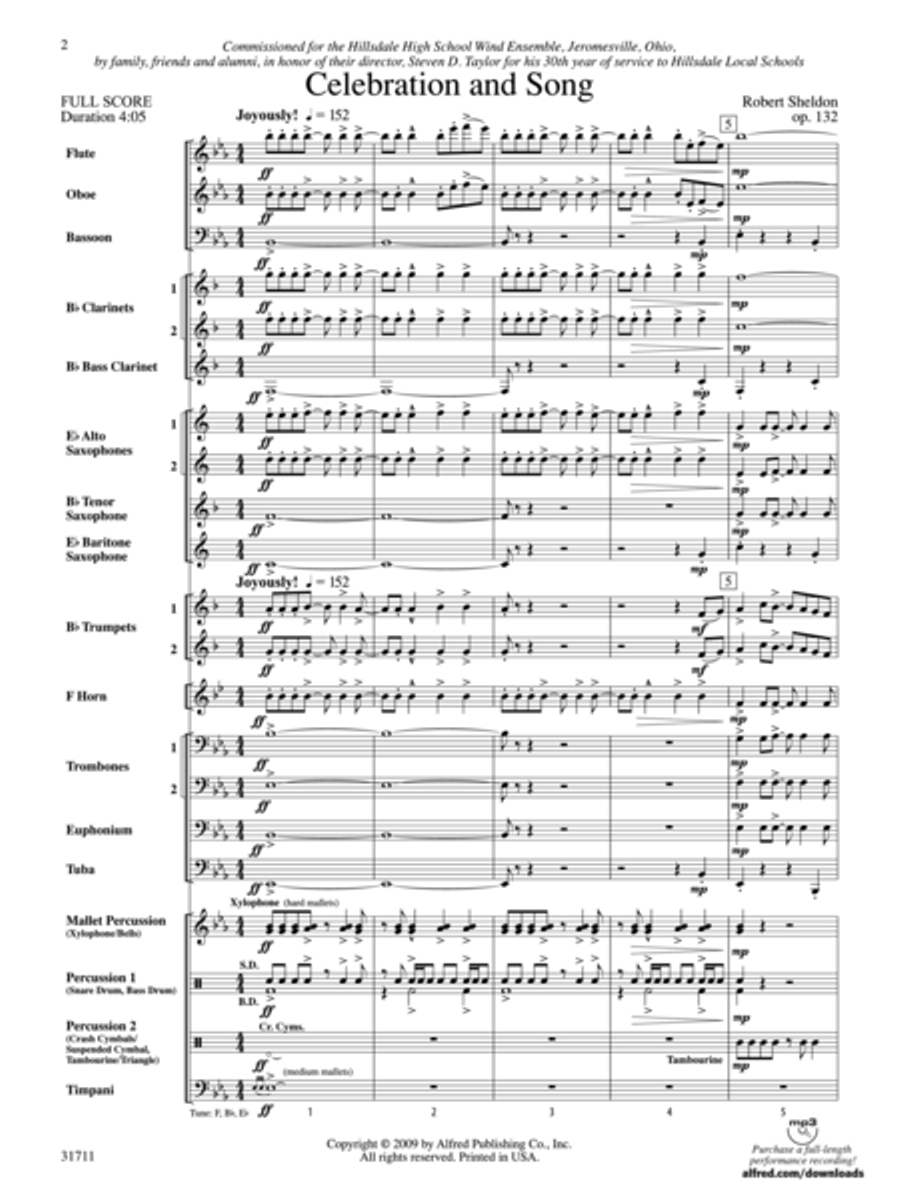 Celebration and Song (score only) Concert Band scores gallery preview page 2