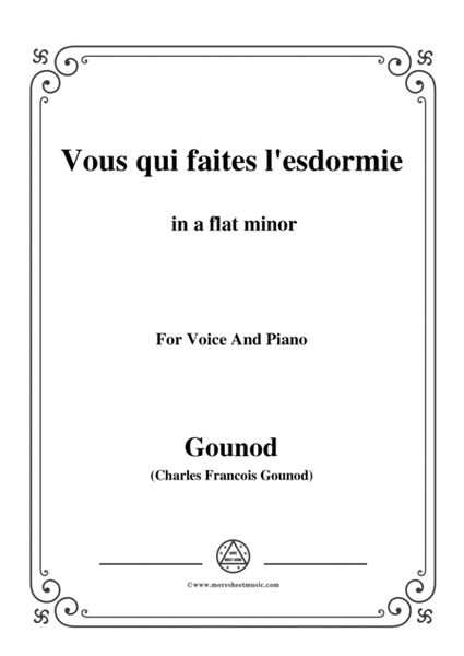 Gounod-Vous qui faites l'esdormie in a flat minor, for Voice and Piano image number null