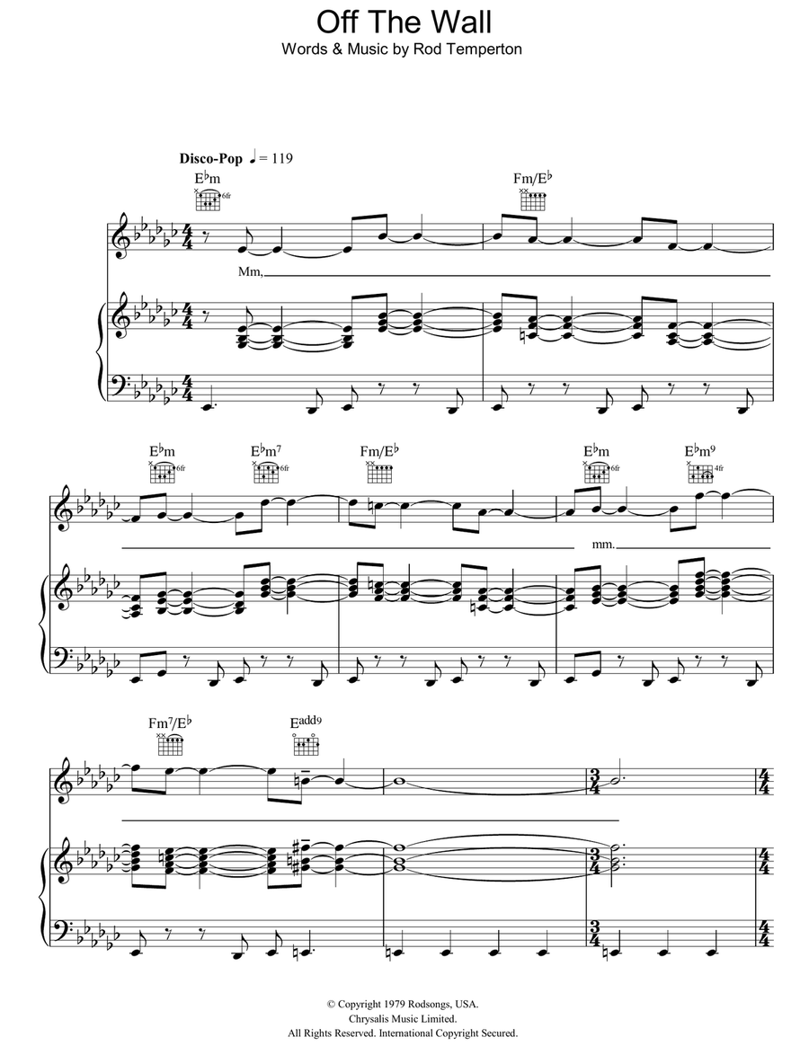 Off The Wall Off The Wall Piano, Vocal, Guitar scores gallery preview page 1