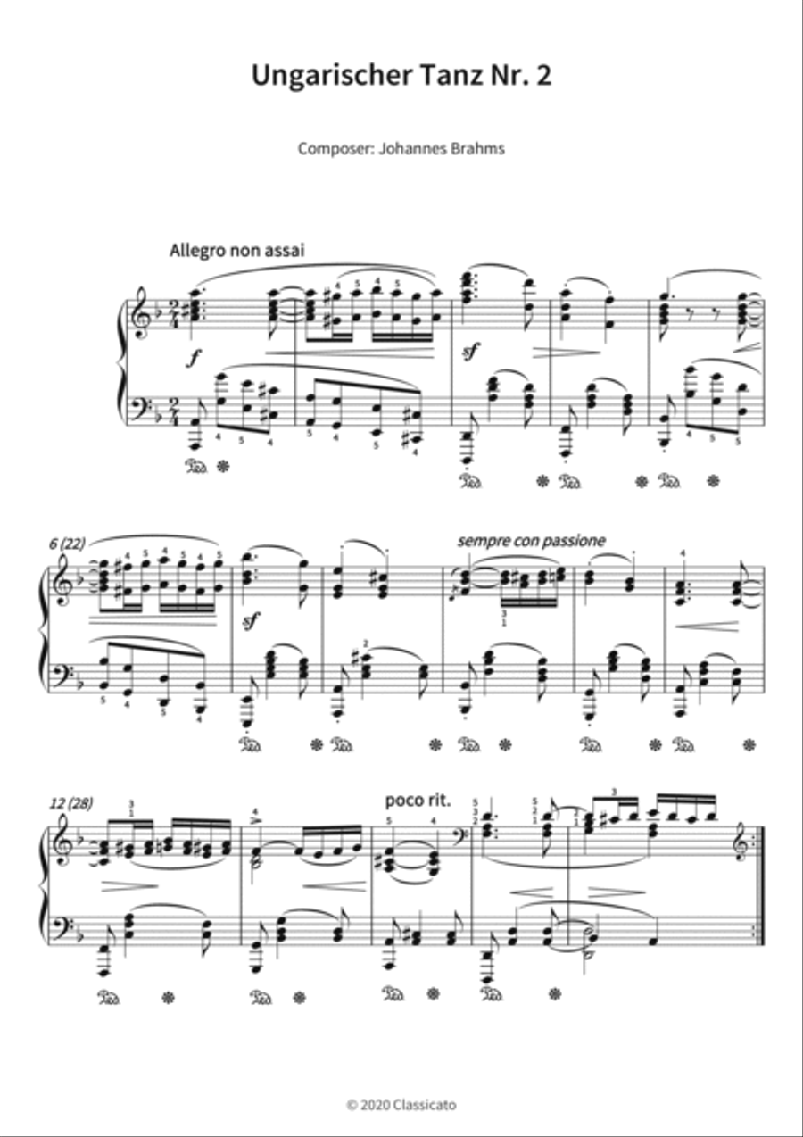 Ungarischer Tanz Nr. 2 Piano scores gallery preview page 3