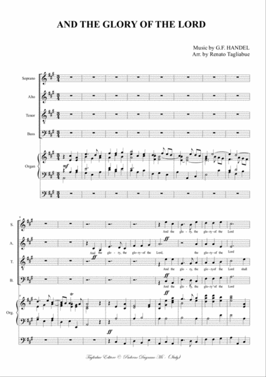 AND THE GLORY OF THE LORD - Messiah - For SATB Choir and Organ - Score Only 4-Part scores gallery preview page 2