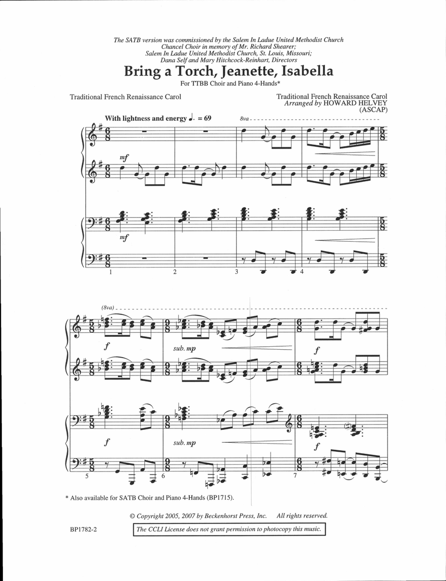 Bring a Torch, Jeanette, Isabella - TTBB TTBB scores gallery preview page 2