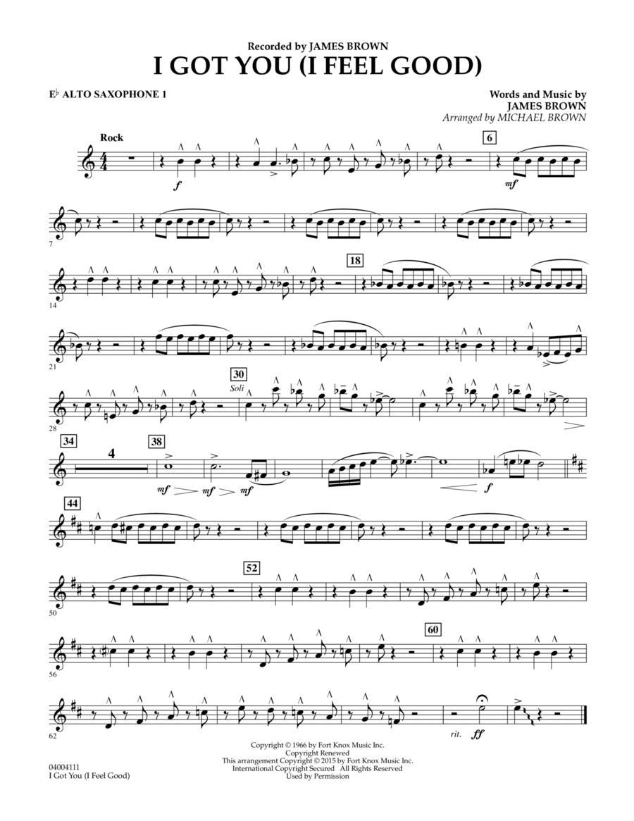 I Got You (I Feel Good) - Eb Alto Saxophone 1 Concert Band scores gallery preview page 1