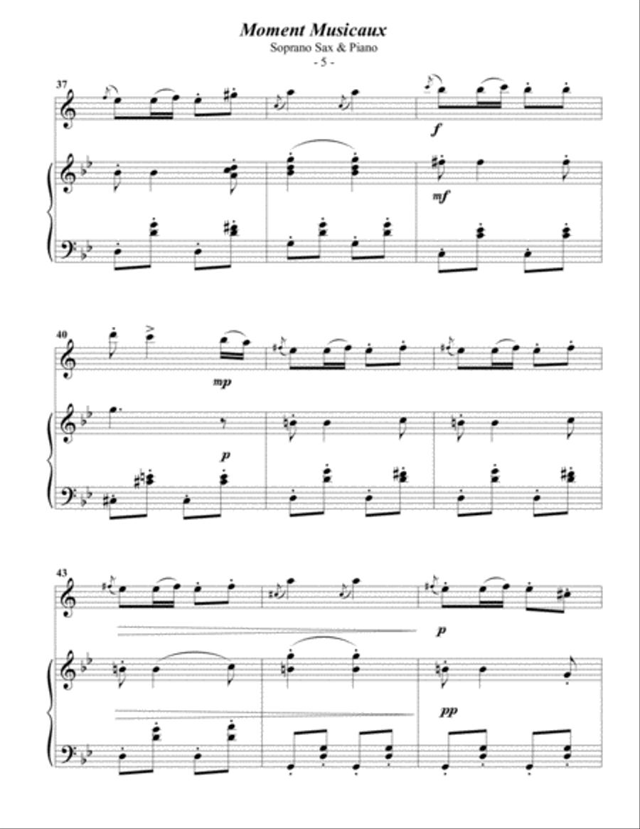 Schubert: Moment Musicaux for Soprano Sax & Piano Soprano Saxophone scores gallery preview page 5