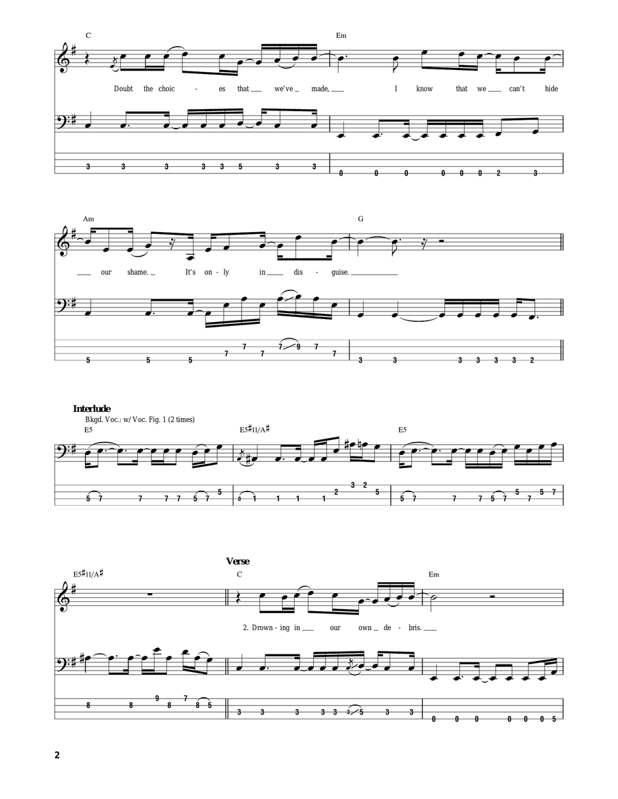 Tonight The World Dies Bass Guitar Tablature scores gallery preview page 2