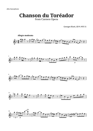 Chanson du Toreador by Bizet for Alto Sax