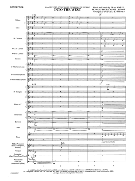 Into the West (from The Lord of the Rings: The Return of the King): Score