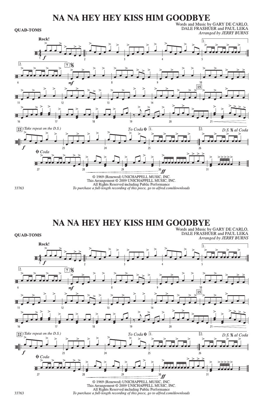 Na Na Hey Hey Kiss Him Goodbye: Quad-Toms
