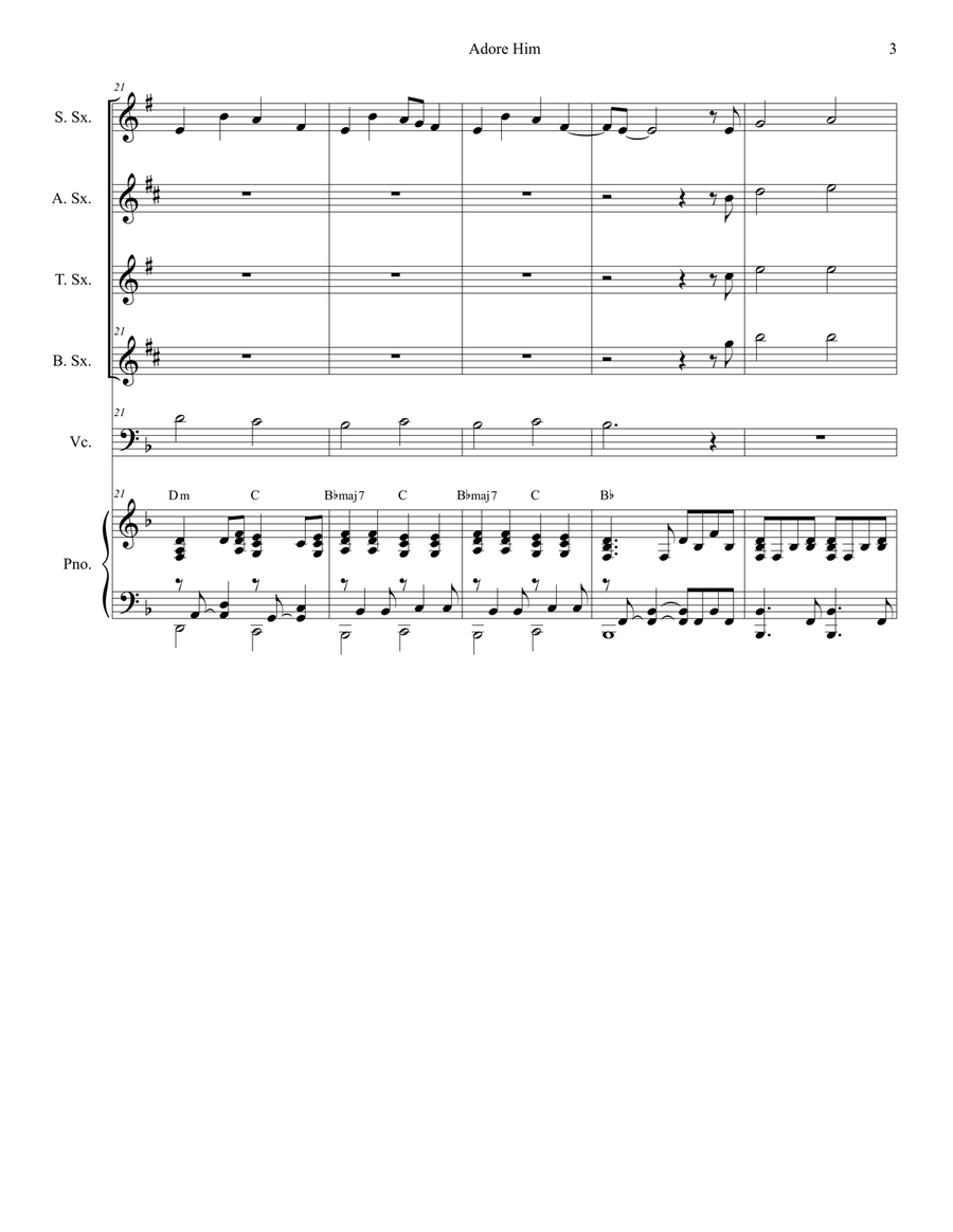 Adore Him Adore Him Saxophone Quartet scores gallery preview page 3