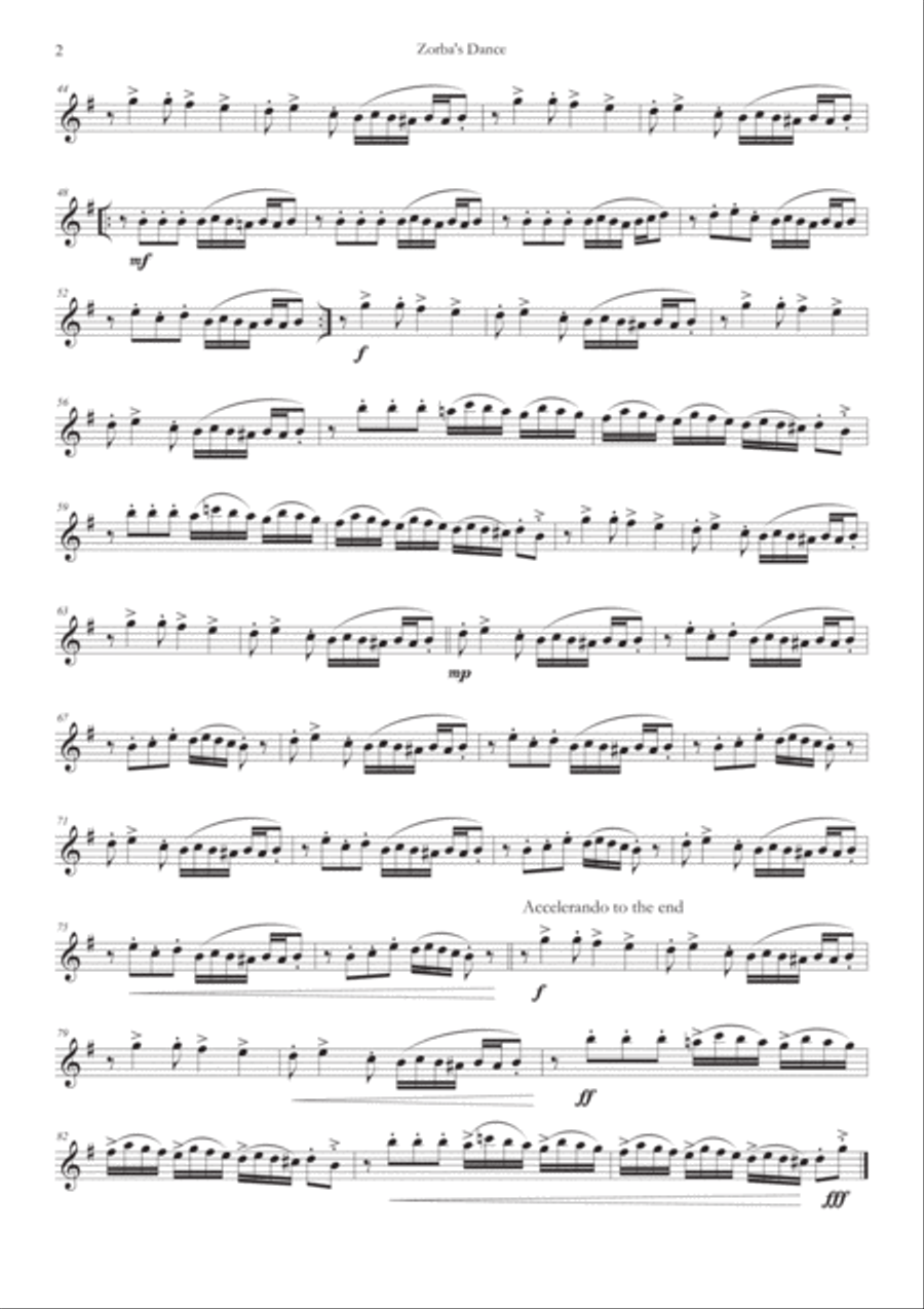 Zorbas Dance Woodwind Quartet scores gallery preview page 2