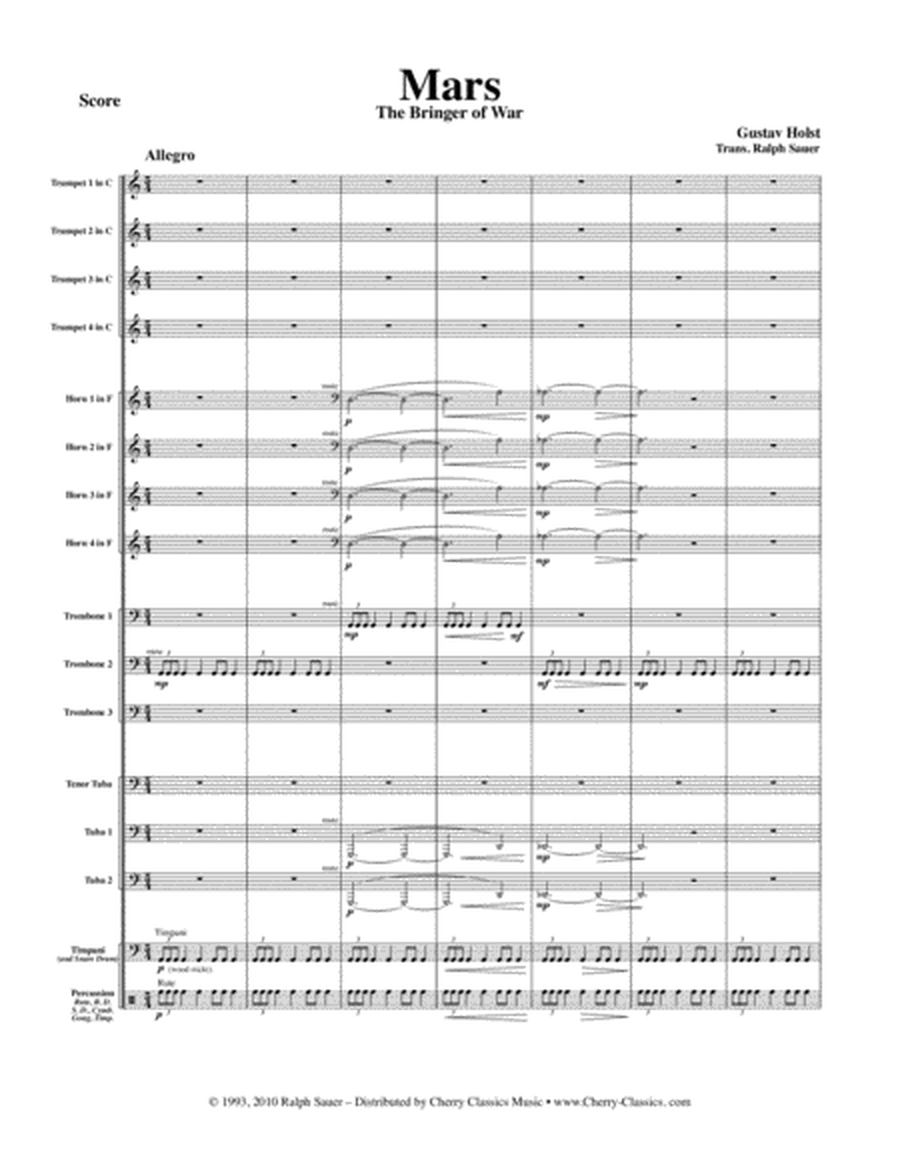 Mars, Saturn, Uranus & Jupiter from the Planets for 14 piece Brass Ensemble w Timp & Perc