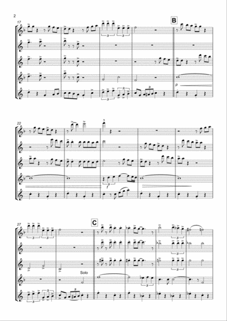 The Continental – Saxophone Quintet Saxophone Quintet scores gallery preview page 2