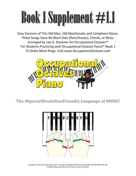 Occupational Octaves Piano™ Supplement 1.1A (This Old Man, Old MacDonald, and Camptown Races) by Various Piano Solo - Digital Sheet Music