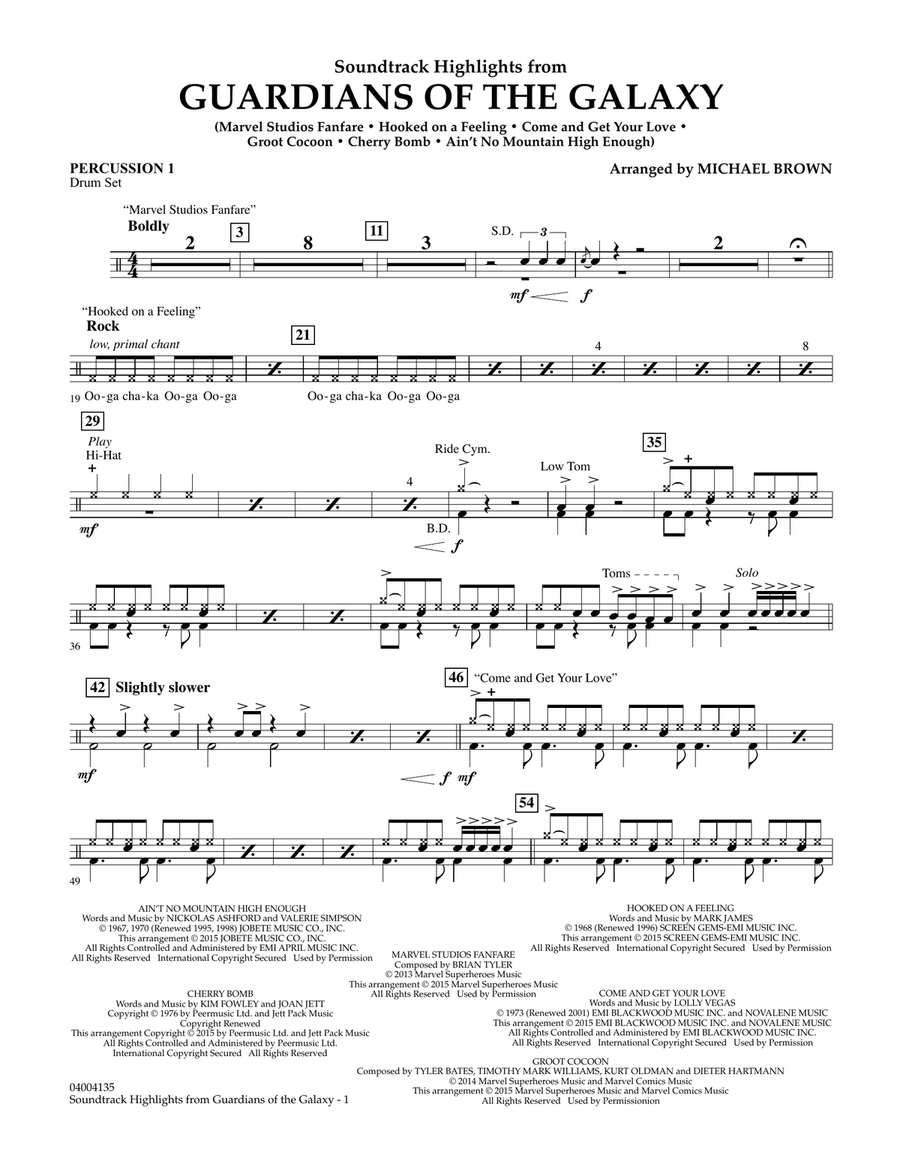 Soundtrack Highlights from Guardians of the Galaxy - Percussion 1