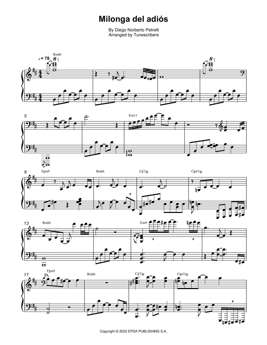 Milonga del adiós Piano Solo scores gallery preview page 1