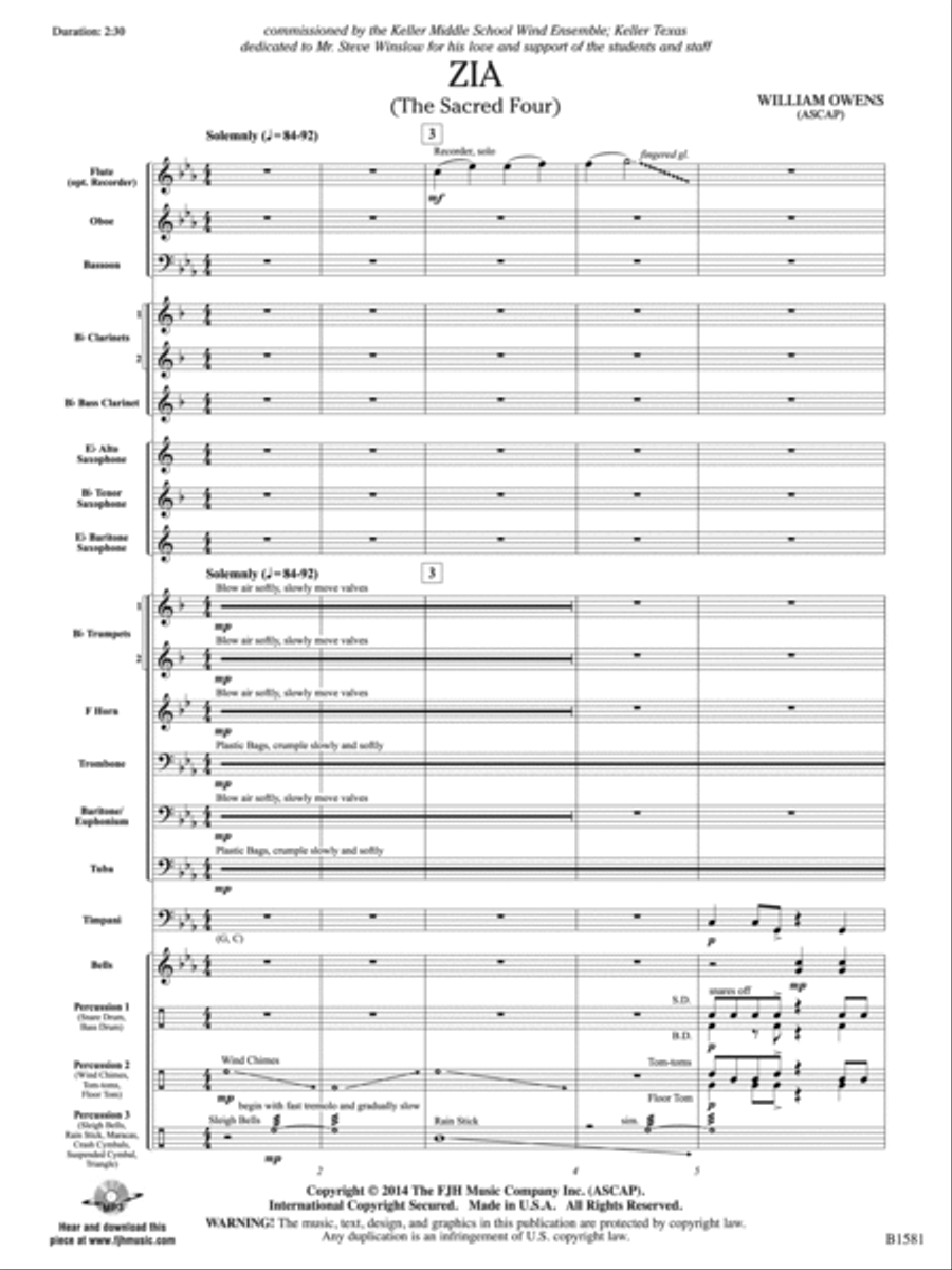 Zia: Score Zia: Score Concert Band scores gallery preview page 3