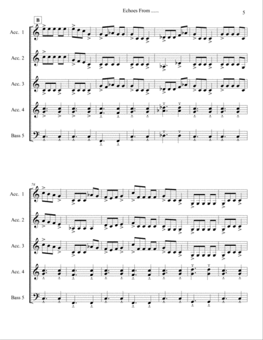 Echoes From ...... (for accordion orchestra) Accordion Orchestra scores gallery preview page 6