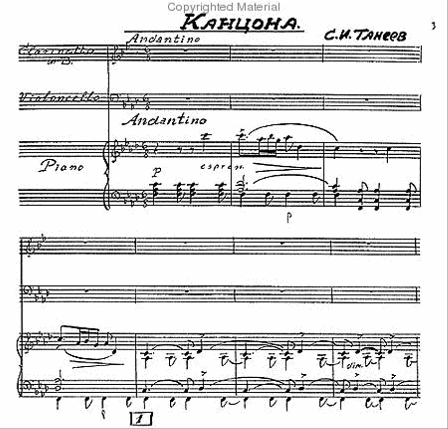 Canzone. For clarinet and strings - for clarinet or cello and piano. C. 1883 Clarinet scores gallery preview page 3