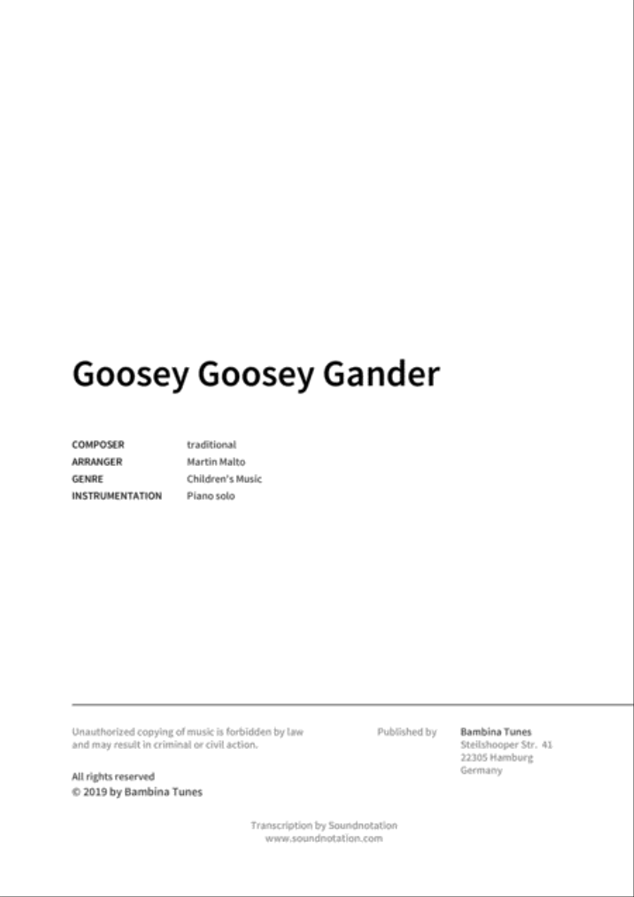 Goosey Goosey Gander Goosey Goosey Gander Piano Solo scores gallery preview page 2