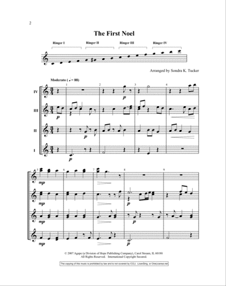 Four-in-Hand Christmas Quartets Handbell Choir scores gallery preview page 3