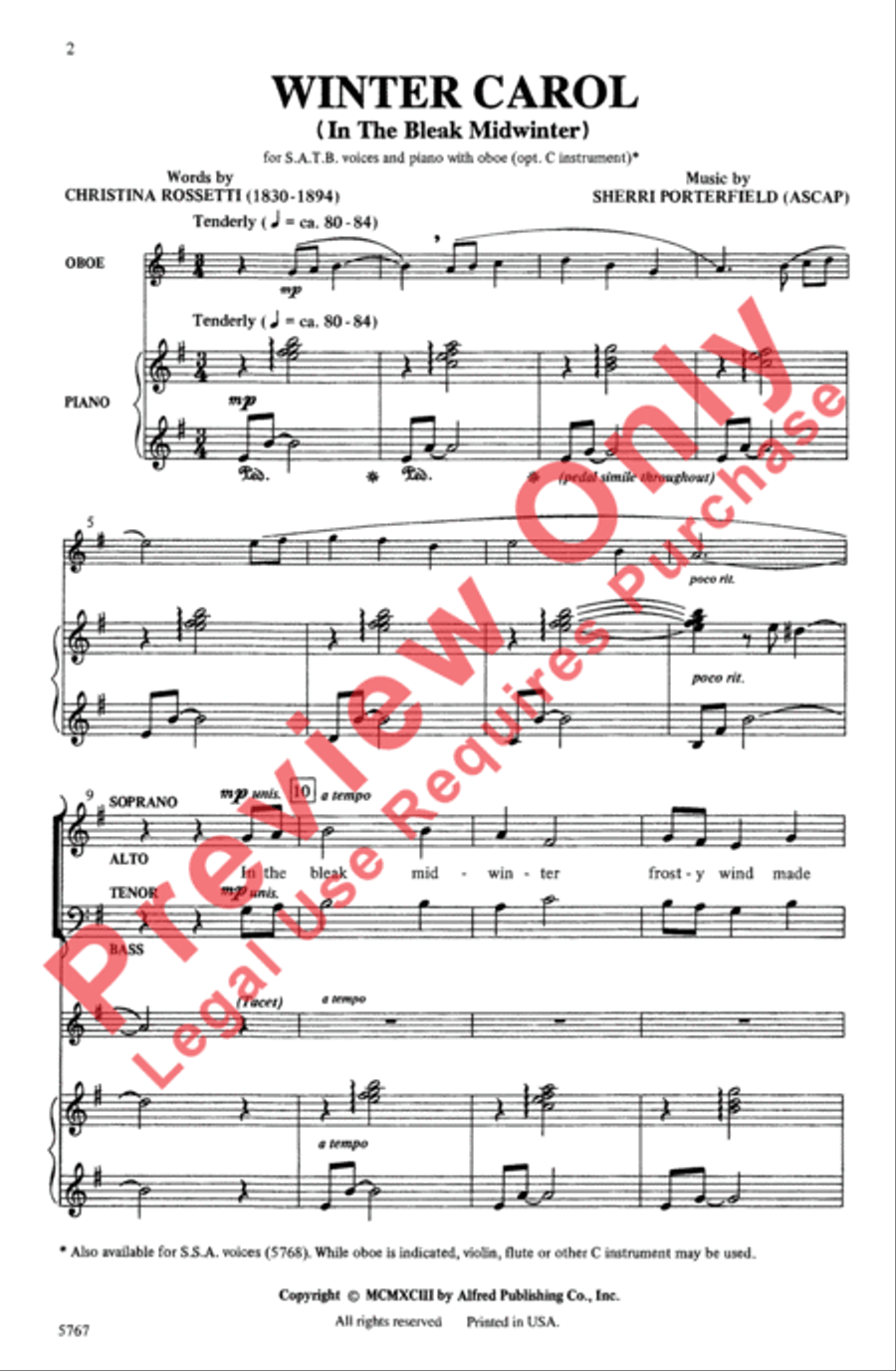 Winter Carol Winter Carol 4-Part scores gallery preview page 2