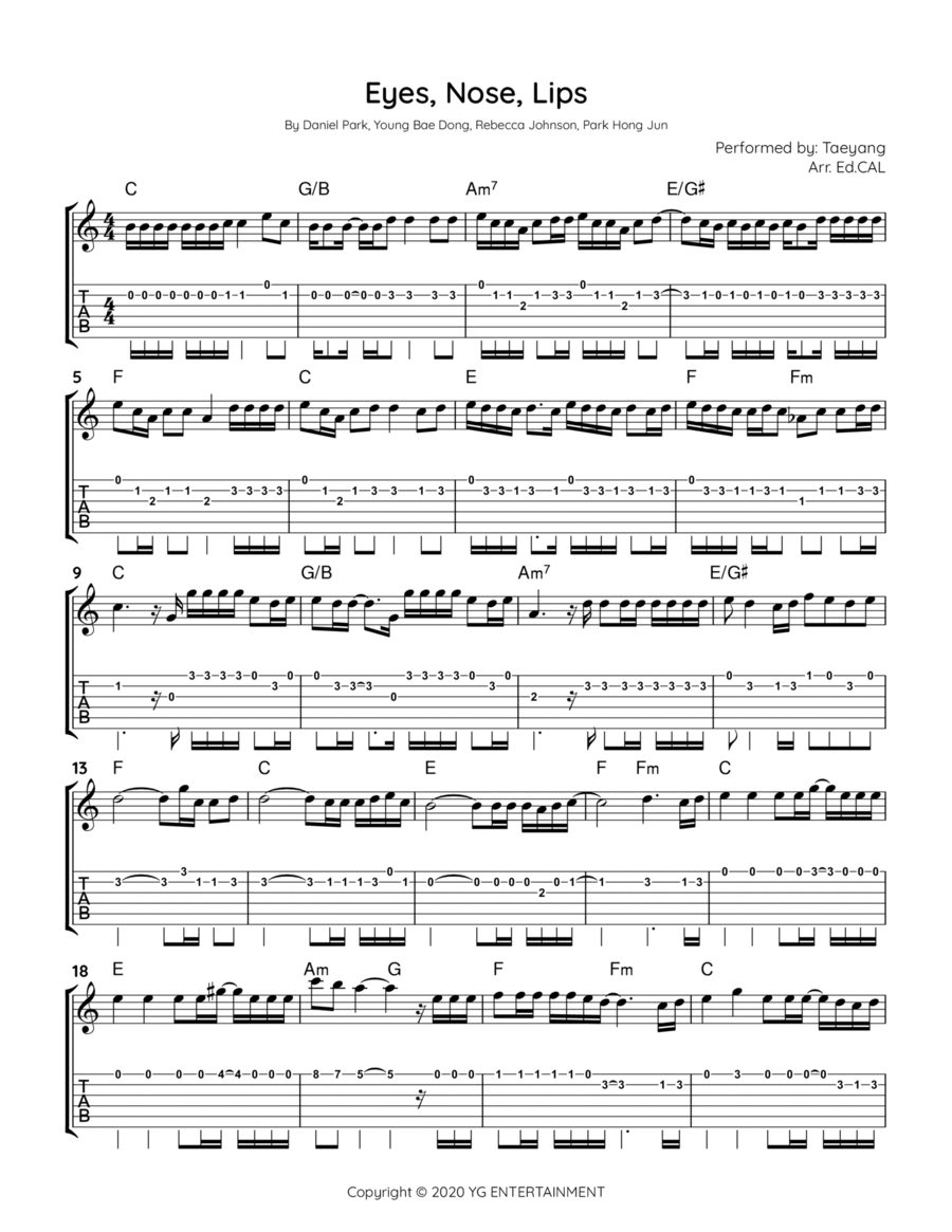 Eyes Nose Lips Electric Guitar scores gallery preview page 1