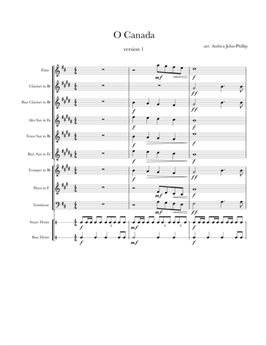 O Canada (version 1) Concert Band scores gallery preview page 1
