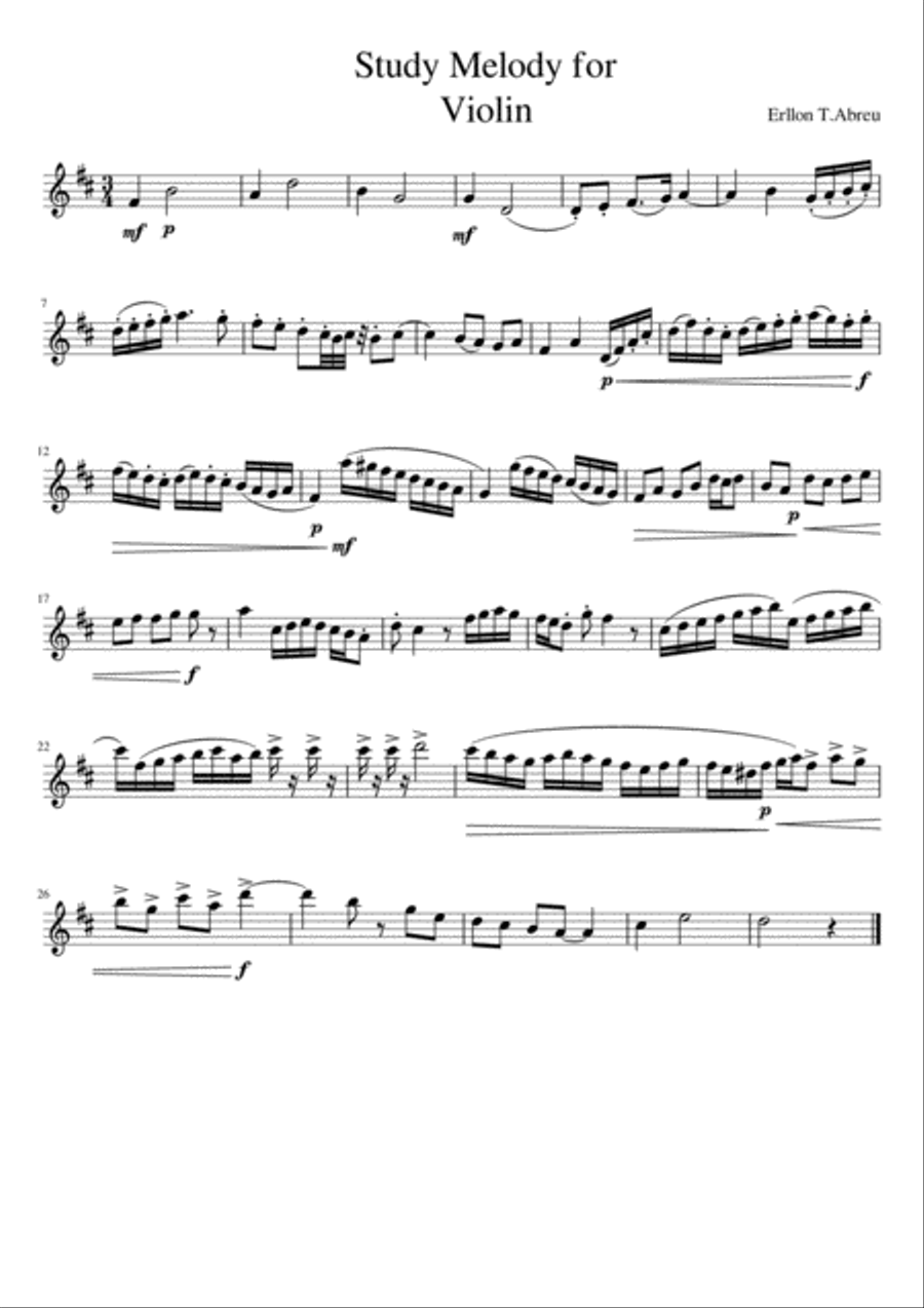 Study Melody for Violin Violin Solo scores gallery preview page 1