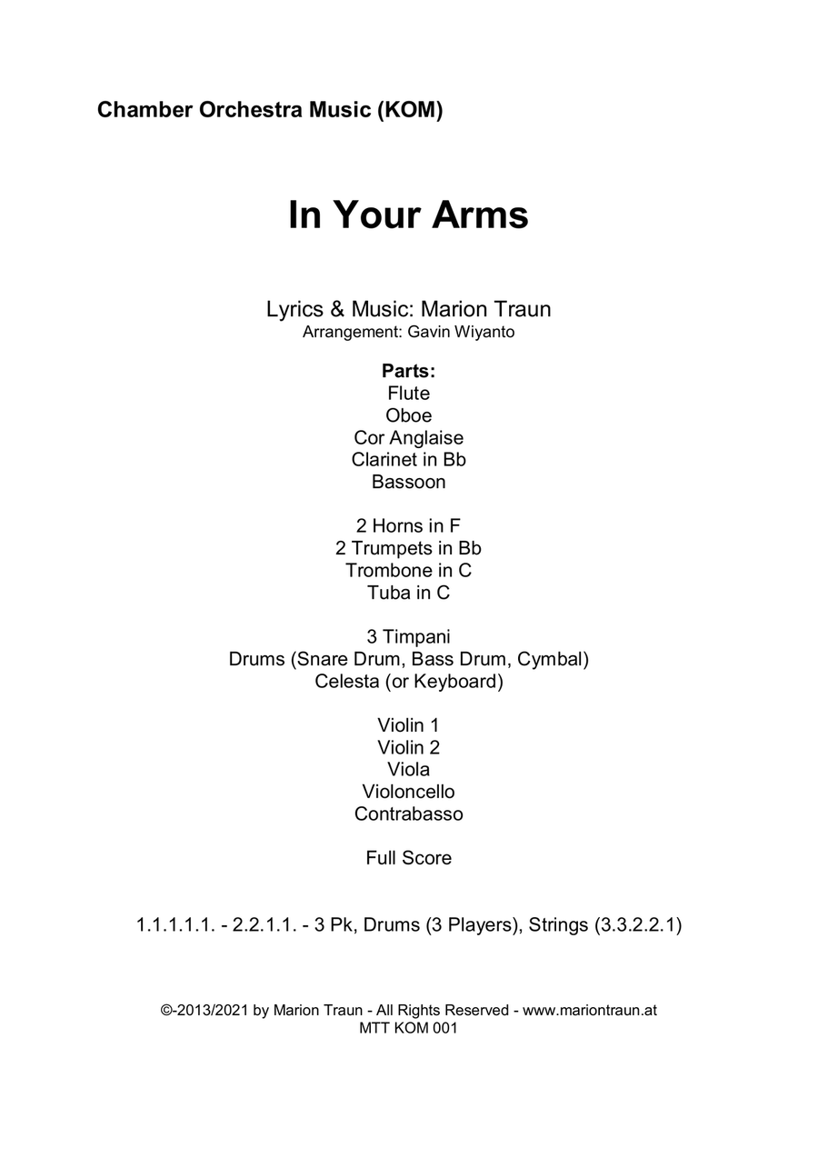 In Your Arms (KOM/Instrumental Version) Chamber Orchestra scores gallery preview page 1