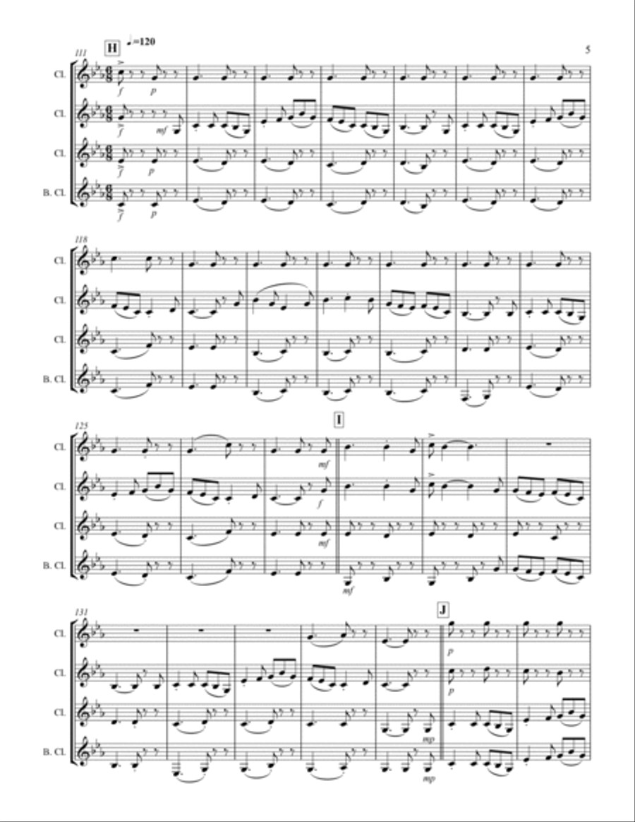 Holst - Second Suite for Military Band in F (for Clarinet Quartet) Clarinet Quartet scores gallery preview page 6