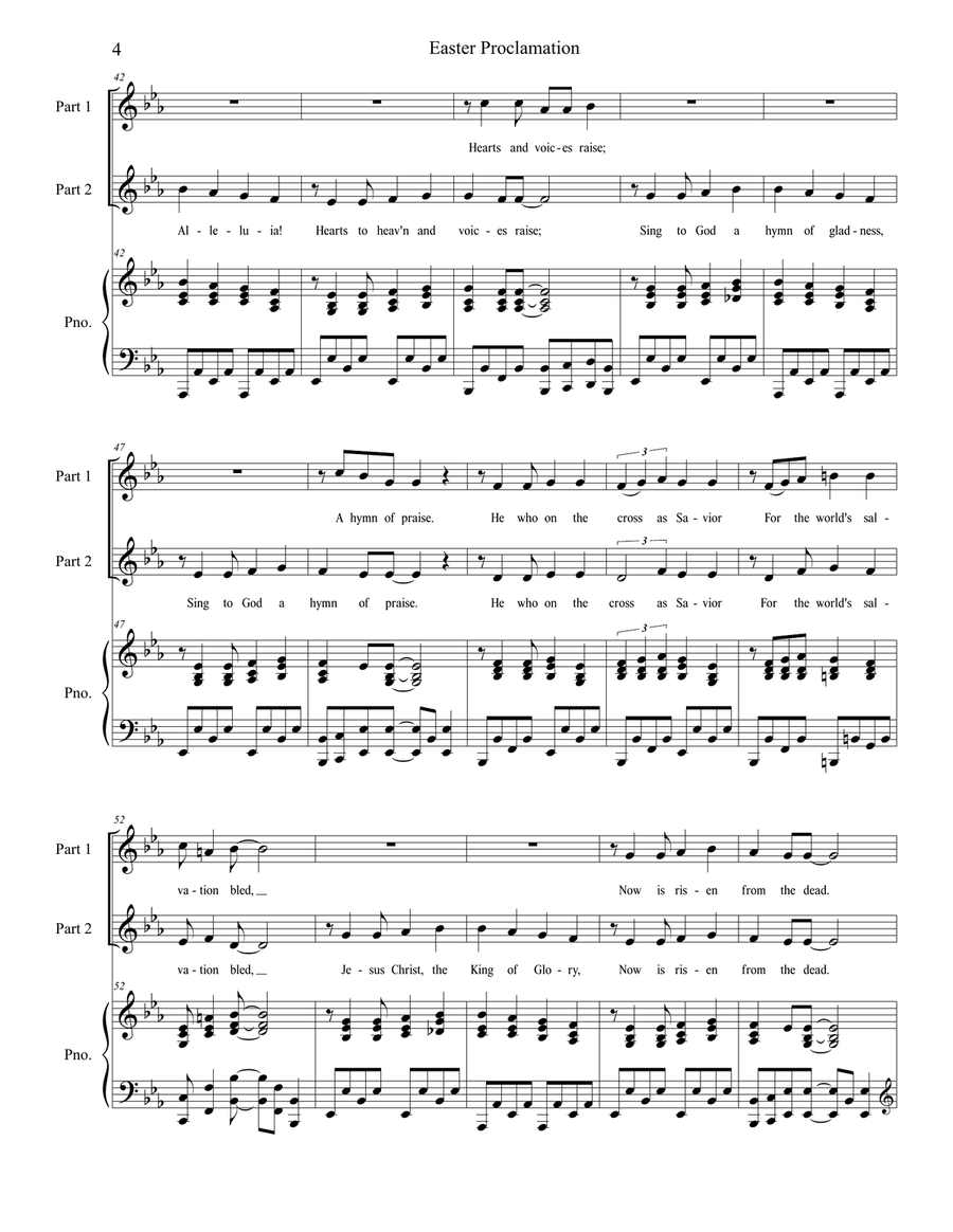 Easter Proclamation (The Risen Christ) (2-part Treble choir) 2-Part scores gallery preview page 4