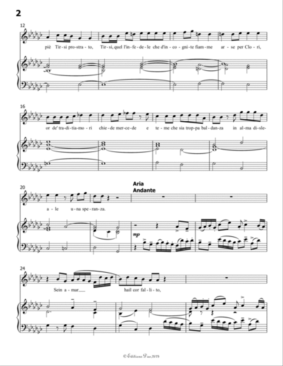 L'amante pastorella, by Bassani, in G flat Major Voice scores gallery preview page 4