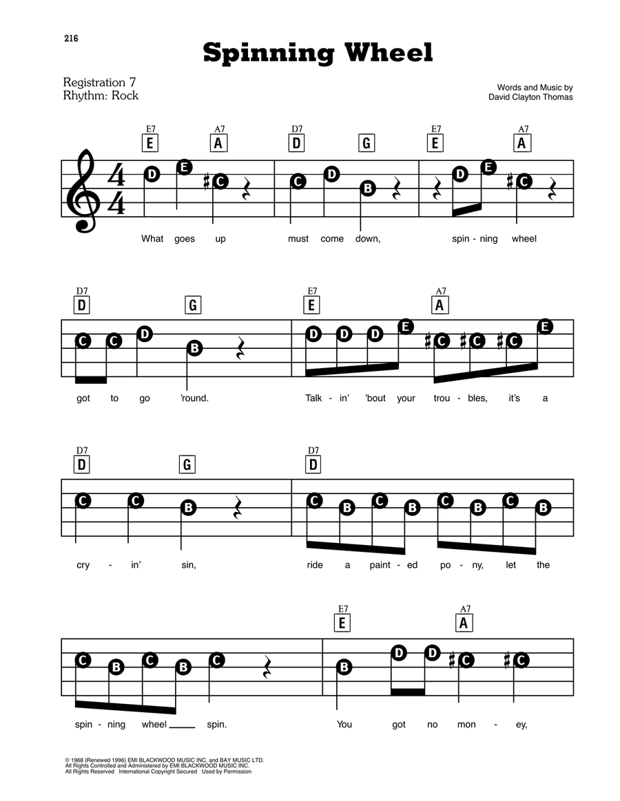 Spinning Wheel Spinning Wheel Electronic Keyboard scores gallery preview page 1
